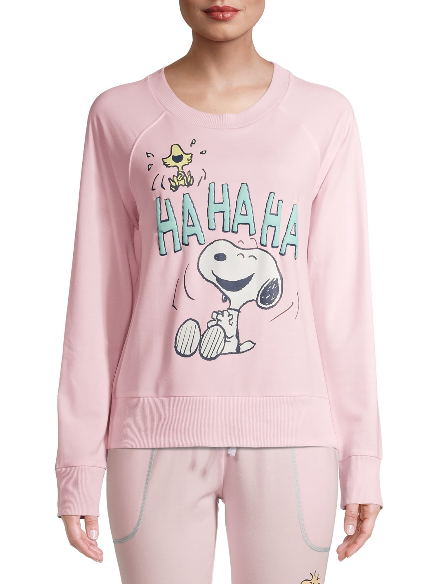 トップス beams peanuts linus raglan sweat print Peanuts Snoopy Womens Sweatshirt White Lg Sleeve Crew Neck