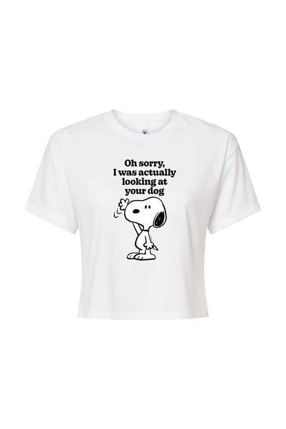 - Looking At Your Dog - Juniors Cropped Graphic T-Shirt