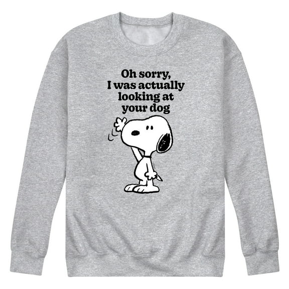 Peanuts - Looking At Your Dog - Men's Crew Neck Fleece Pullover