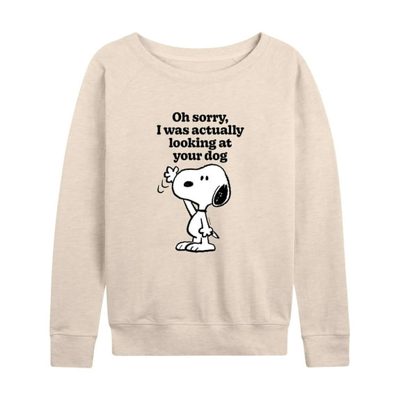 Peanuts - Looking At Your Dog - Women's Lightweight French Terry Long Sleeve Shirt