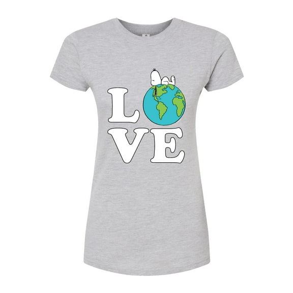 Peanuts - Love Earth - Juniors Fitted Graphic T-Shirt