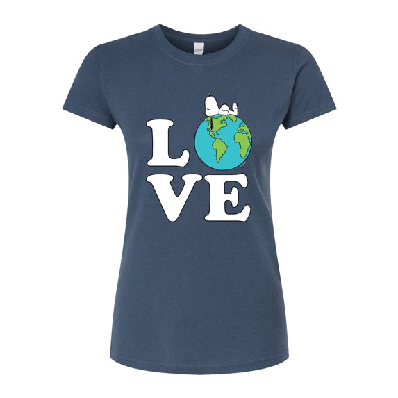 Peanuts - Love Earth - Juniors Fitted Graphic T-Shirt
