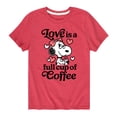 thumbnail image 1 of Peanuts - Love Is A Full Cup Of Coffee -Toddler and Youth Short Sleeve Graphic T-Shirt, 1 of 6