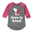 thumbnail image 1 of Peanuts - Love Is Kind - Girls Toddler And Youth Raglan, 1 of 5