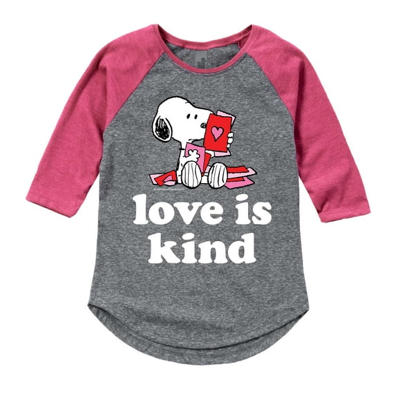 Peanuts - Love Is Kind - Girls Toddler And Youth Raglan