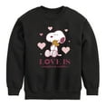 thumbnail image 1 of Peanuts - Love Is Snuggles And Cuddles  - Toddler And Youth Crewneck Fleece Sweatshirt, 1 of 6