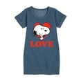 thumbnail image 1 of Peanuts - Love Snoopy - Girls Short Sleeve Fleece Dress, 1 of 5