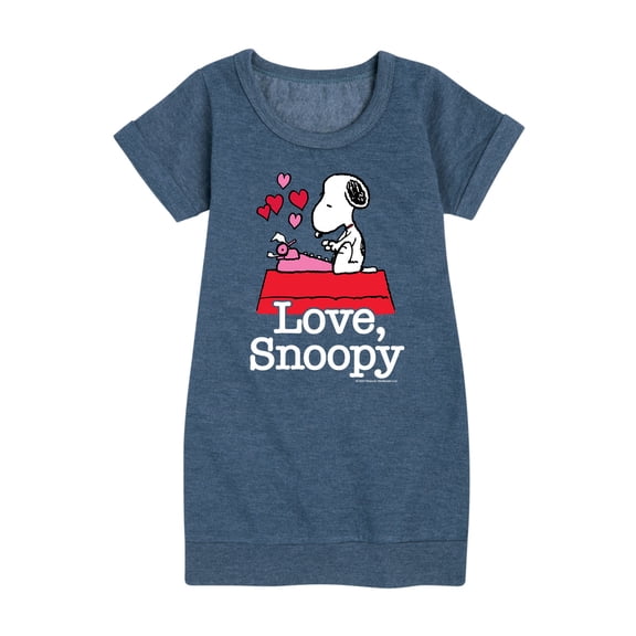 Peanuts - Love Snoopy - Girls Short Sleeve Fleece Dress