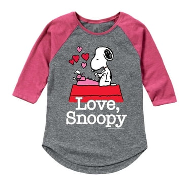 Peanuts - Love Snoopy - Girls Toddler And Youth Raglan