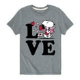 thumbnail image 1 of Peanuts - Love Snoopy  - Toddler And Youth Short Sleeve Graphic T-Shirt, 1 of 6