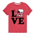 thumbnail image 1 of Peanuts - Love Snoopy  - Toddler And Youth Short Sleeve Graphic T-Shirt, 1 of 6