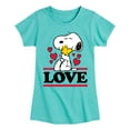 thumbnail image 1 of Peanuts - Love Snoopy Woodstock - Toddler And Youth Girls Short Sleeve Graphic T-Shirt, 1 of 6