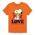 thumbnail image 1 of Peanuts - Love Snoopy Woodstock - Toddler And Youth Short Sleeve Graphic T-Shirt, 1 of 6