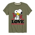 thumbnail image 1 of Peanuts - Love Snoopy Woodstock - Toddler And Youth Short Sleeve Graphic T-Shirt, 1 of 6