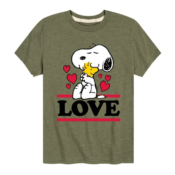 Peanuts - Love Snoopy Woodstock - Toddler And Youth Short Sleeve Graphic T-Shirt
