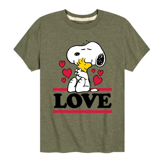 Peanuts - Love Snoopy Woodstock - Toddler And Youth Short Sleeve Graphic T-Shirt