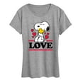 thumbnail image 1 of Peanuts - Love Snoopy Woodstock - Women's Short Sleeve Graphic T-Shirt, 1 of 6