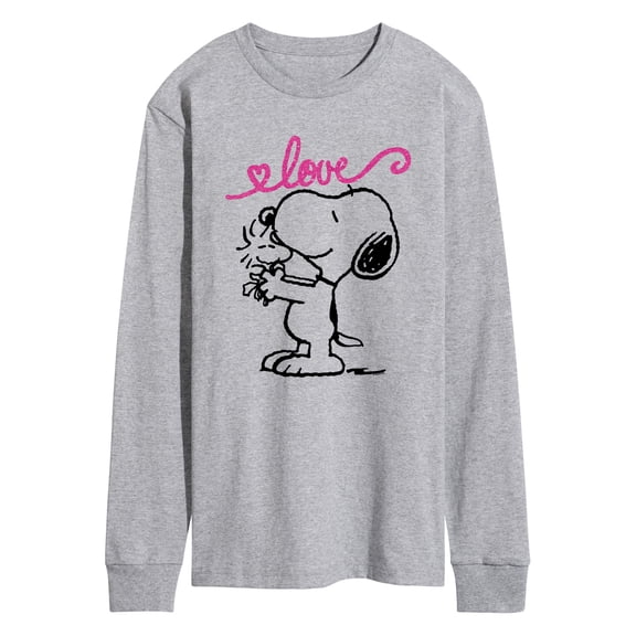 Peanuts - Love Snoopy and Woodstock - Men's Long Sleeve Graphic T-Shirt