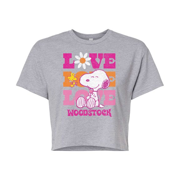 Peanuts - Love Woodstock - Juniors Cropped Cotton Blend T-Shirt