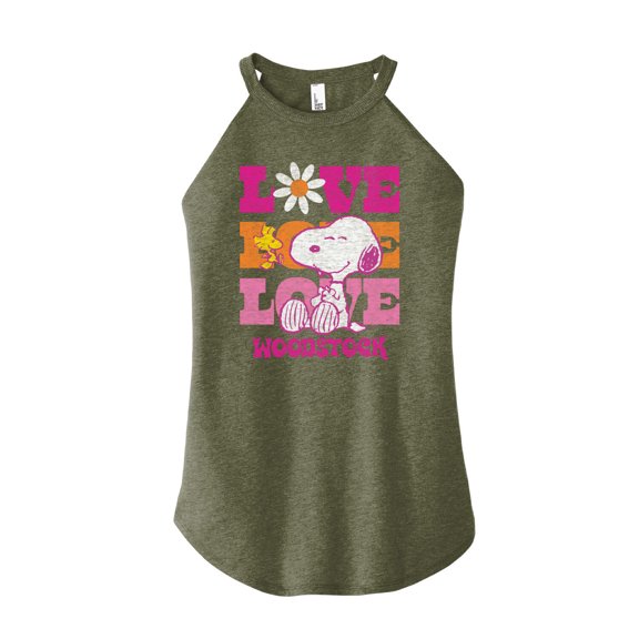 Peanuts - Love Woodstock - Juniors High Neck Tank Top