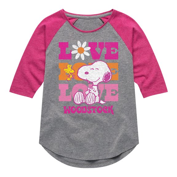 Peanuts - Love Woodstock - Toddler & Youth Girls Raglan Graphic T-Shirt