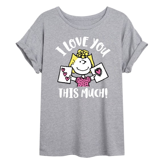 Peanuts - Love You This Much - Juniors Oversized Graphic T-Shirt