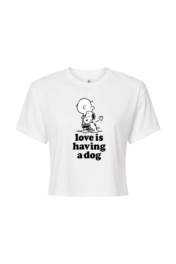 - Love is Having a Dog - Juniors Cropped Graphic T-Shirt