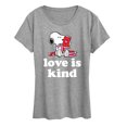 thumbnail image 1 of Peanuts - Love is Kind - Women's Short Sleeve Graphic T-Shirt, 1 of 5