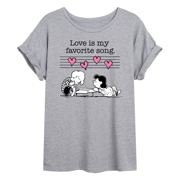 Peanuts - Love is my Favorite Song - Juniors Oversized Graphic T-Shirt