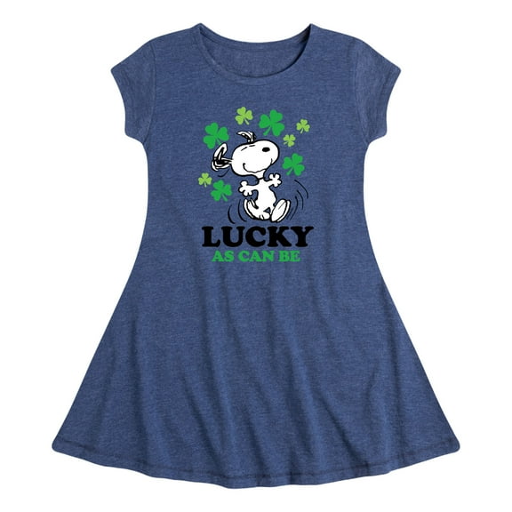Peanuts - Lucky Can Be - Toddler and Youth Girls Fit And Flare Cap Sleeve Dress