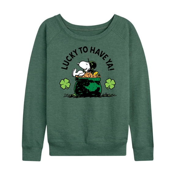 Peanuts - Lucky To Have Ya  - Women's Lightweight French Terry Long Sleeve Shirt