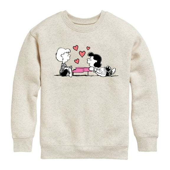 Peanuts -   Lucy And Schroeder Heart Thoughts  - Toddler And Youth Crewneck Fleece Sweatshirt