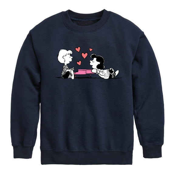 Peanuts -   Lucy And Schroeder Heart Thoughts  - Toddler And Youth Crewneck Fleece Sweatshirt