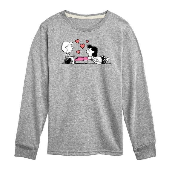 Peanuts -   Lucy And Schroeder Heart Thoughts  - Toddler And Youth Long Sleeve Graphic T-Shirt