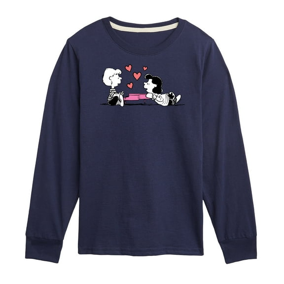 Peanuts -   Lucy And Schroeder Heart Thoughts  - Toddler And Youth Long Sleeve Graphic T-Shirt