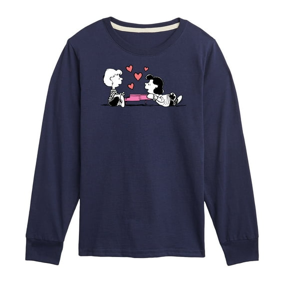 Peanuts - Lucy And Schroeder Heart Thoughts - Toddler And Youth Long Sleeve Graphic T-Shirt