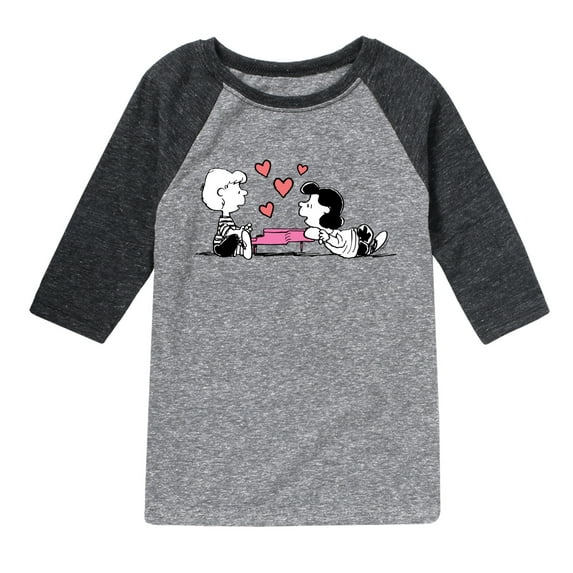 Peanuts - Lucy And Schroeder Heart Thoughts - Toddler And Youth Raglan Graphic T-Shirt