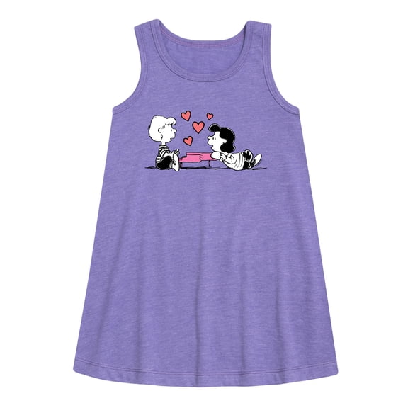 Peanuts - Lucy And Schroeder Heart Thoughts - Toddler and Youth Girls A-line Dress