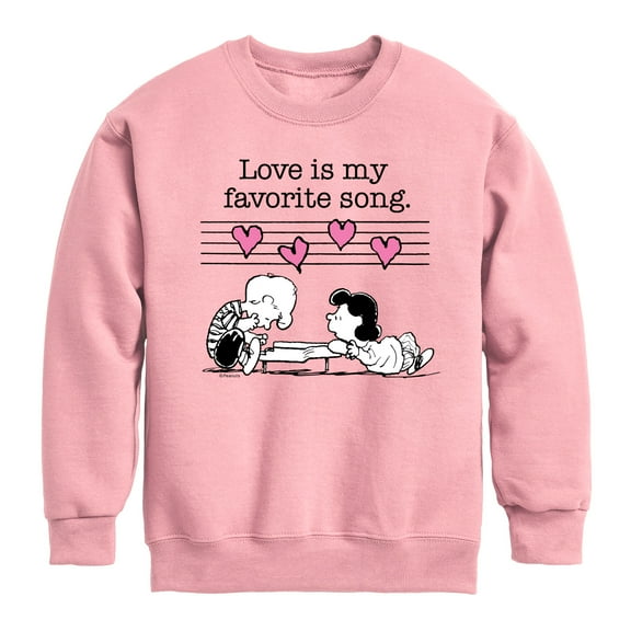 Peanuts -   Lucy And Schroeder Valentine's Piano  - Toddler And Youth Crewneck Fleece Sweatshirt