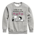 thumbnail image 1 of Peanuts -   Lucy And Schroeder Valentine's Piano  - Toddler And Youth Crewneck Fleece Sweatshirt, 1 of 6