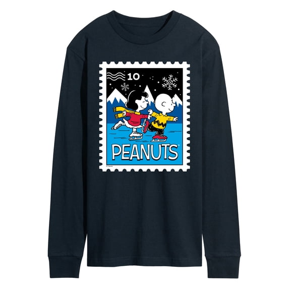 Peanuts - Lucy Charlie Winter Stamp - Men's Long Sleeve Graphic T-Shirt