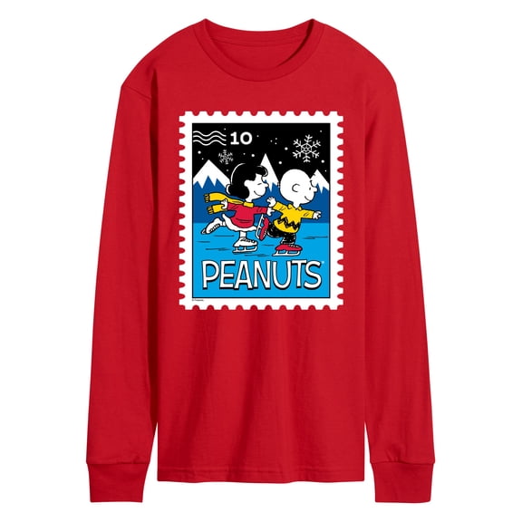 Peanuts - Lucy Charlie Winter Stamp - Men's Long Sleeve Graphic T-Shirt