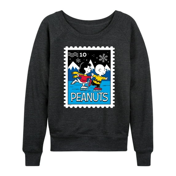 Peanuts - Lucy Charlie Winter Stamp - Women's French Terry Long Sleeve Pullover