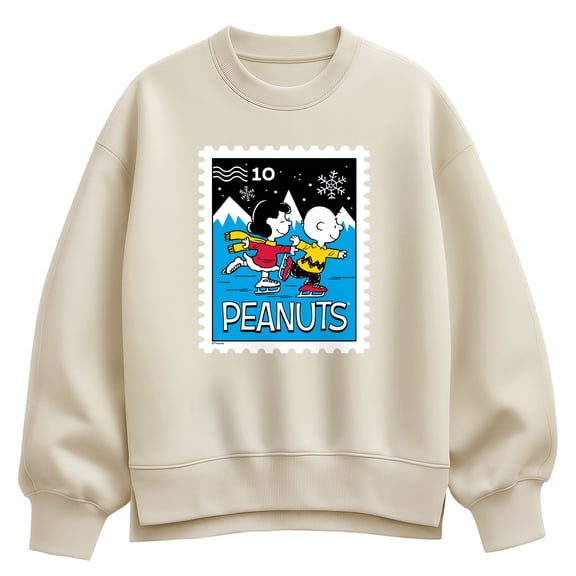 Peanuts - Lucy Charlie Winter Stamp - Women's Oversized Fleece Crew Sweatshirt