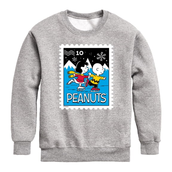 Peanuts - Lucy Charlie Winter Stamp - Youth Boys Crew Fleece Sweatshirt
