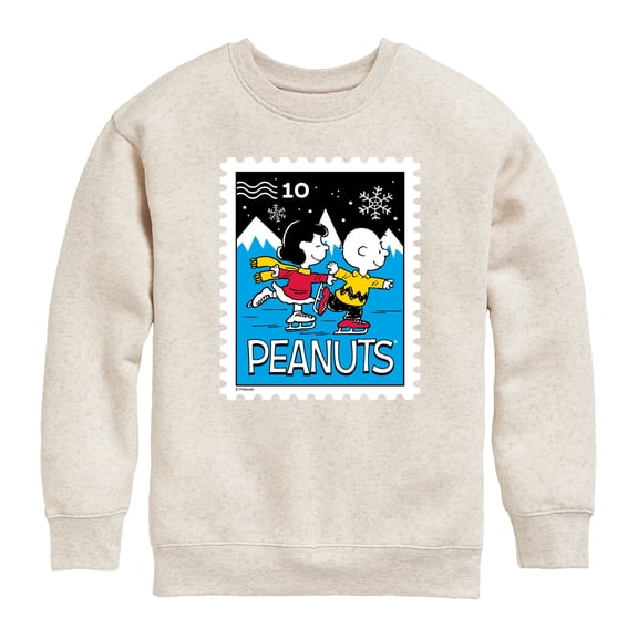 Peanuts - Lucy Charlie Winter Stamp - Youth Boys Crew Fleece Sweatshirt