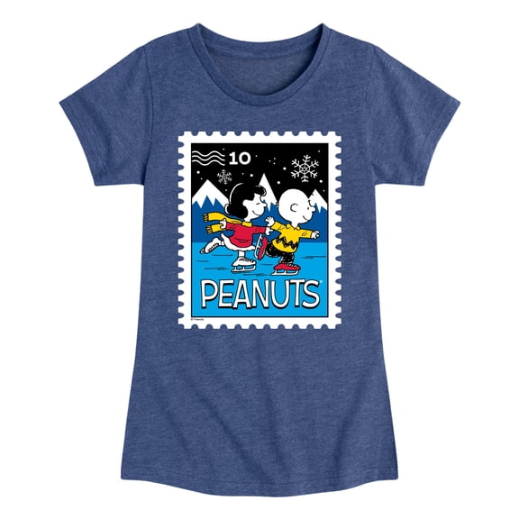 Peanuts - Lucy Charlie Winter Stamp - Youth Girls Short Sleeve T-Shirt