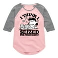 thumbnail image 1 of Peanuts - Lucy I Seized The Wrong Day - Toddler & Youth Girls Raglan Graphic T-Shirt, 1 of 5