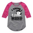 thumbnail image 1 of Peanuts - Lucy I Seized The Wrong Day - Toddler & Youth Girls Raglan Graphic T-Shirt, 1 of 5