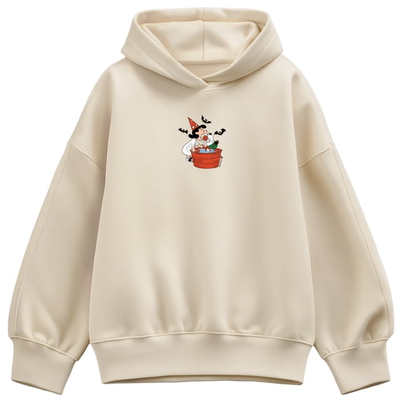 Peanuts - Lucy & Snoopy Halloween Apple - Women's Oversized Fleece Hoodie Sweatshirt